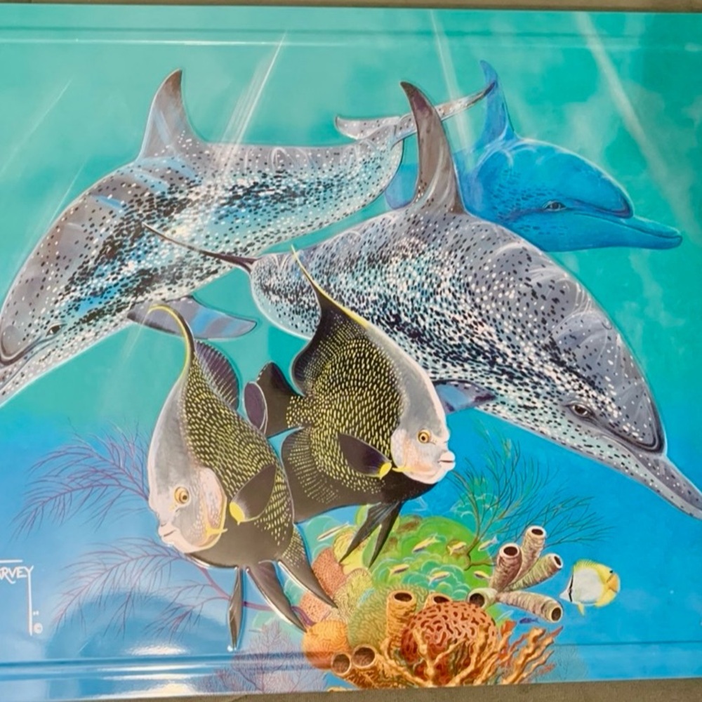 Guy Harvey Oceanic Wildlife Art with Blue and Aquagreen